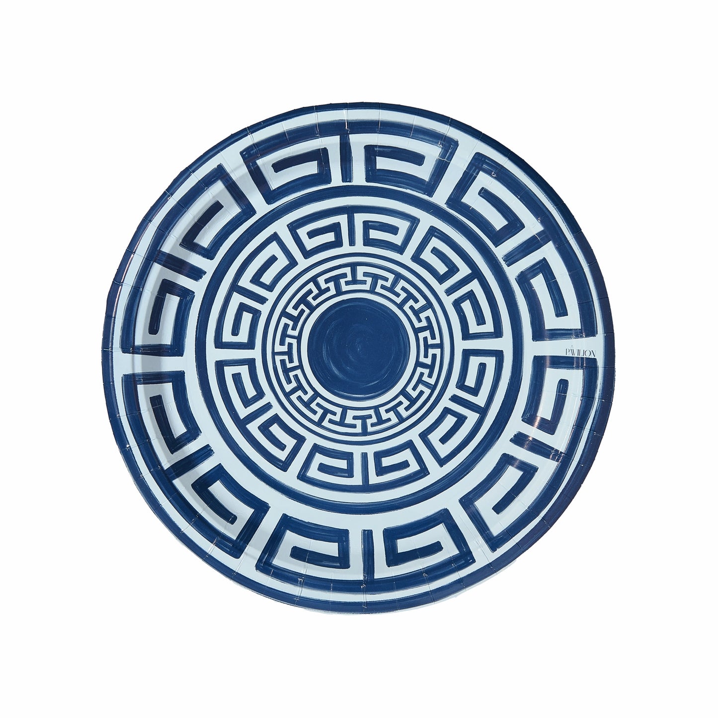 NAVY AND SKY GREEK KEY DINNER PLATES- 8 PACK