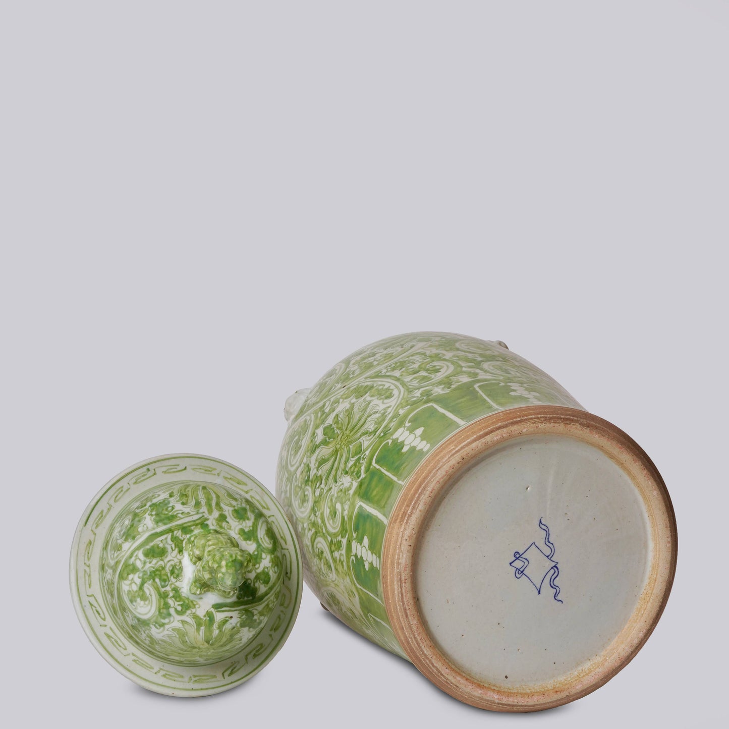 GREEN AND WHITE LOTUS TEMPLE JAR