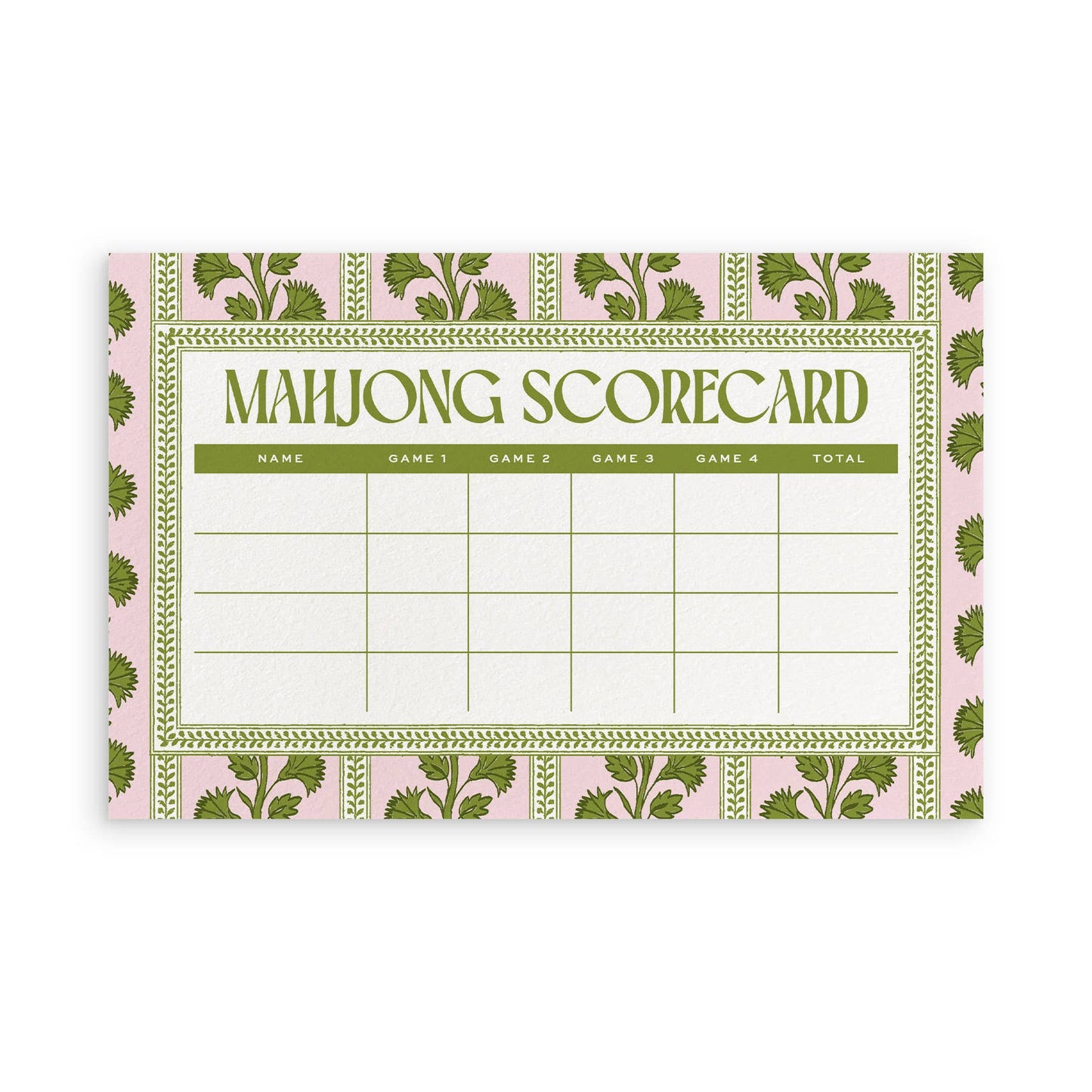 PINK PALMS MAHJONG SCORE CARD