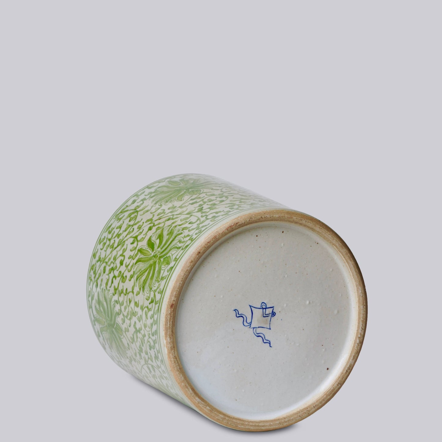 SCROLLING LOTUS GREEN CACHE POT