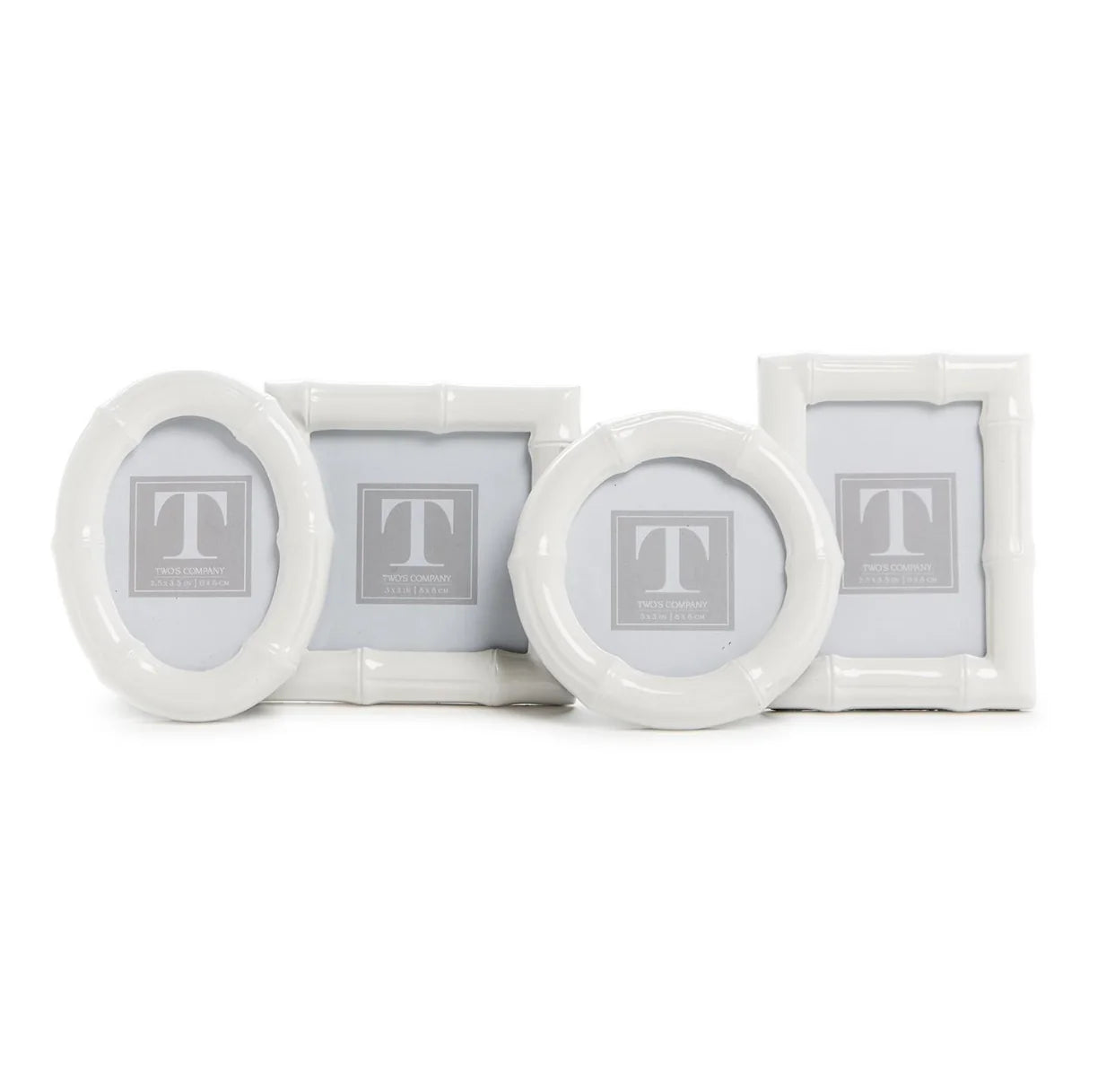 WHITE GLOSS FAUX BAMBOO FRAMES SET OF 4