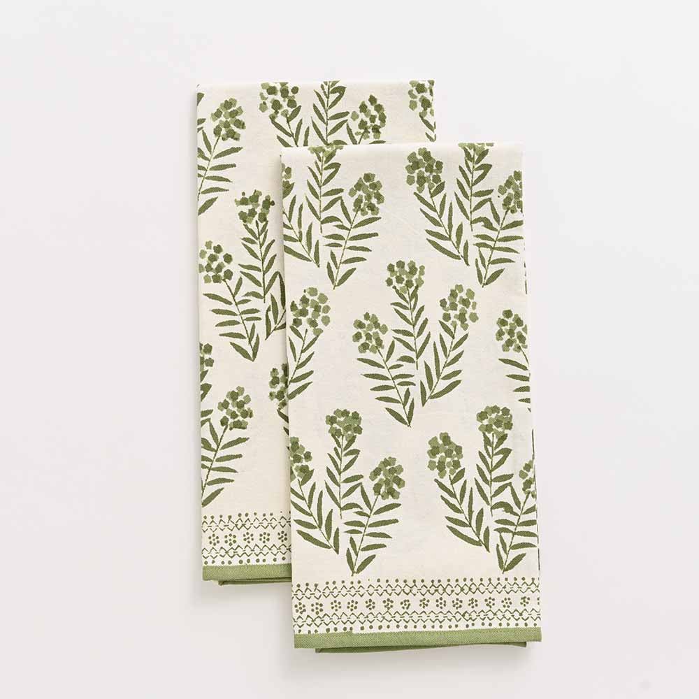 PHLOX GREEN TEA TOWELS SET OF 2