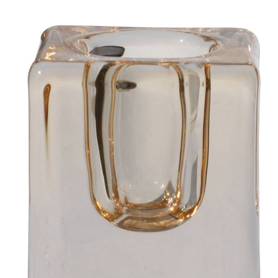 QUADRA GLASS CANDLE HOLDER | BRONZE