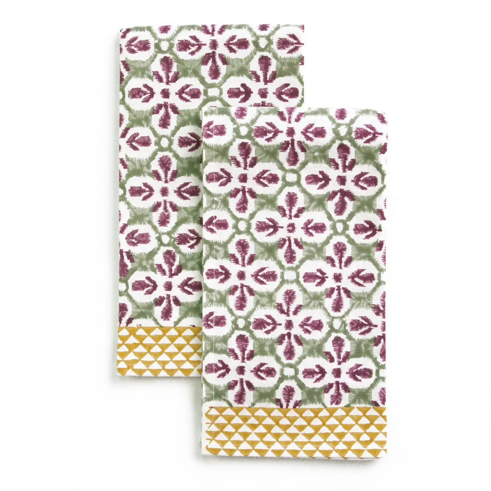 FLEUR DE LIS JADE TEA TOWEL SET OF 2