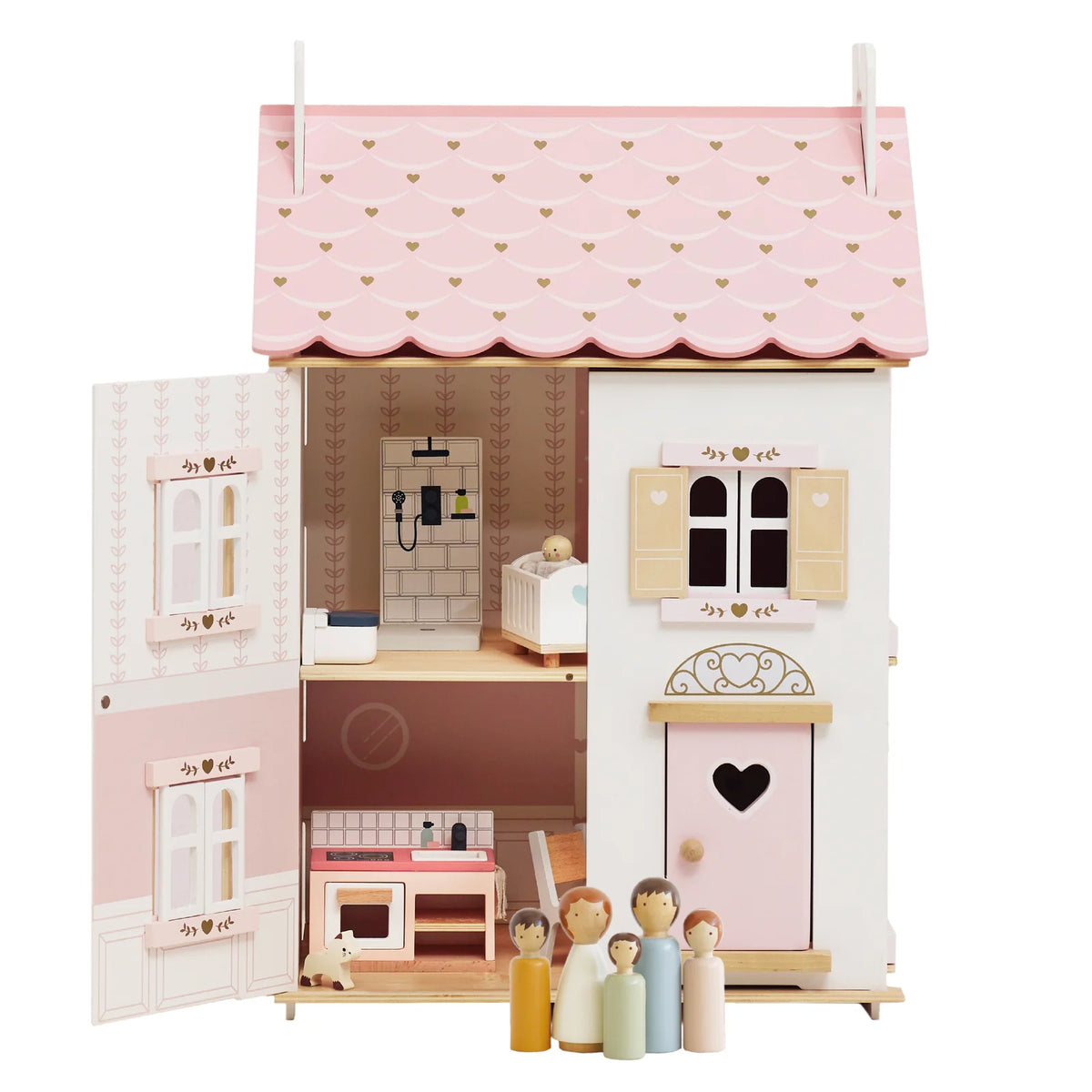 ROSEHEART DOLLS HOUSE, FURNITURE AND FAMILY