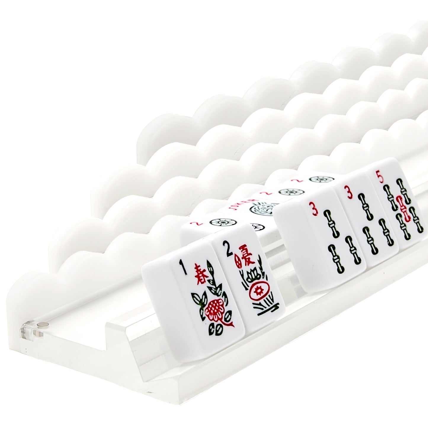 MAHJONG RACKS WHITE SCALLOP PUSHERS