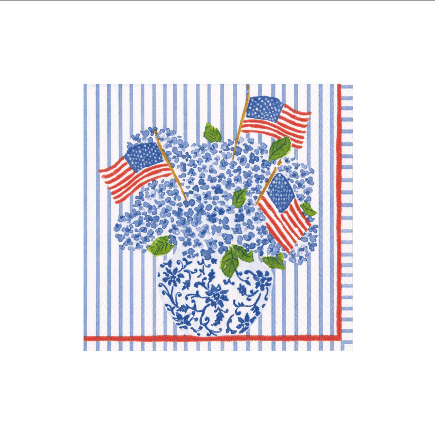 FLAGS AND HYDRANGEAS COCKTAIL NAPKIN