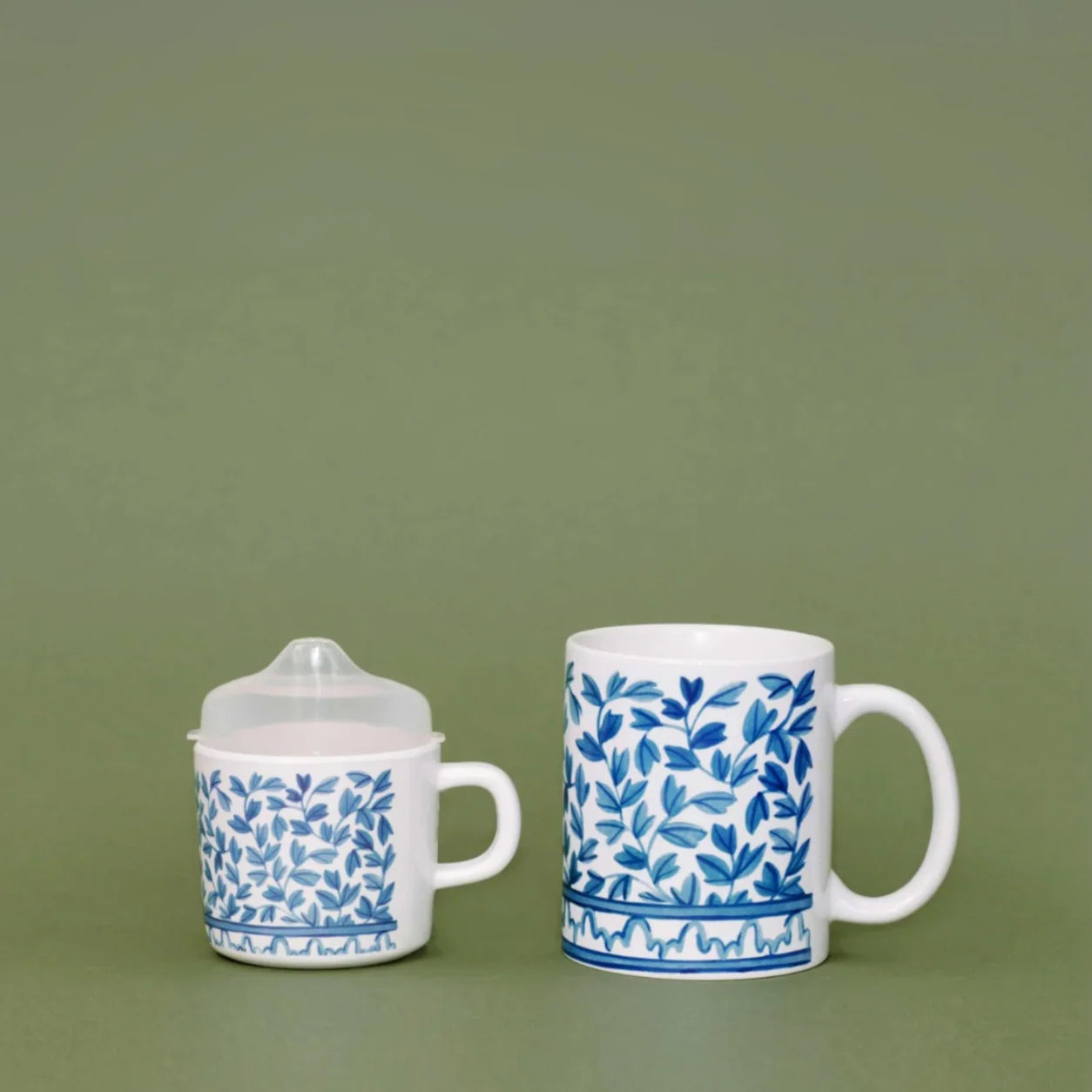 BLUE AND WHITE MAMA AND ME CUP SET