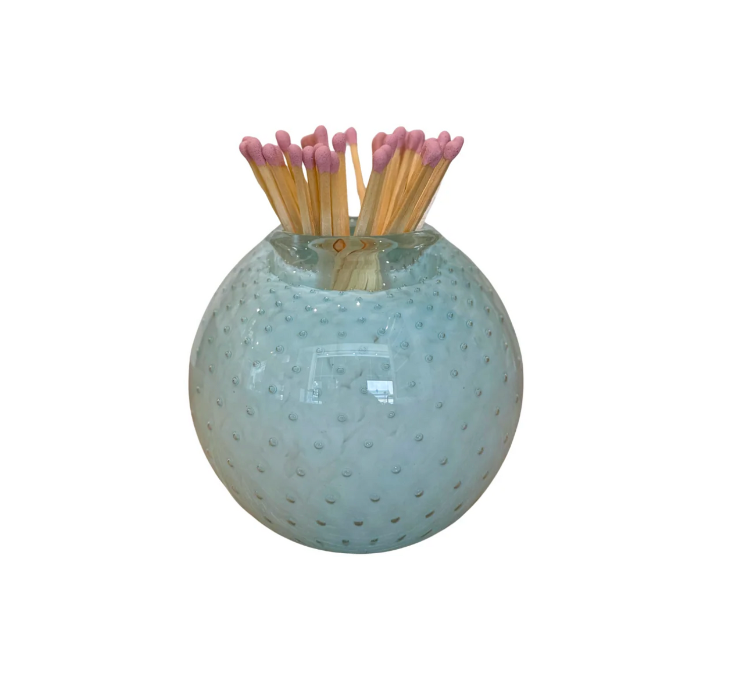 HANDBLOWN GLASS MATCH STRIKER WITH MATCHES
