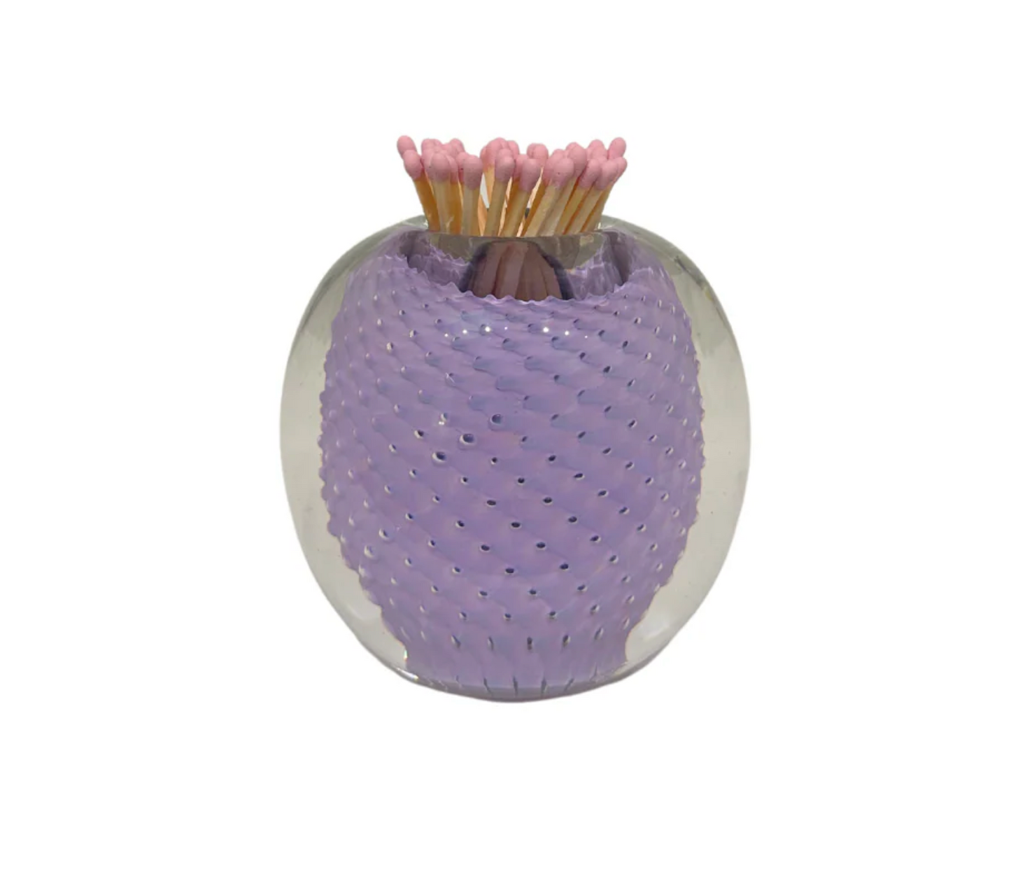 HANDBLOWN GLASS MATCH STRIKER WITH MATCHES