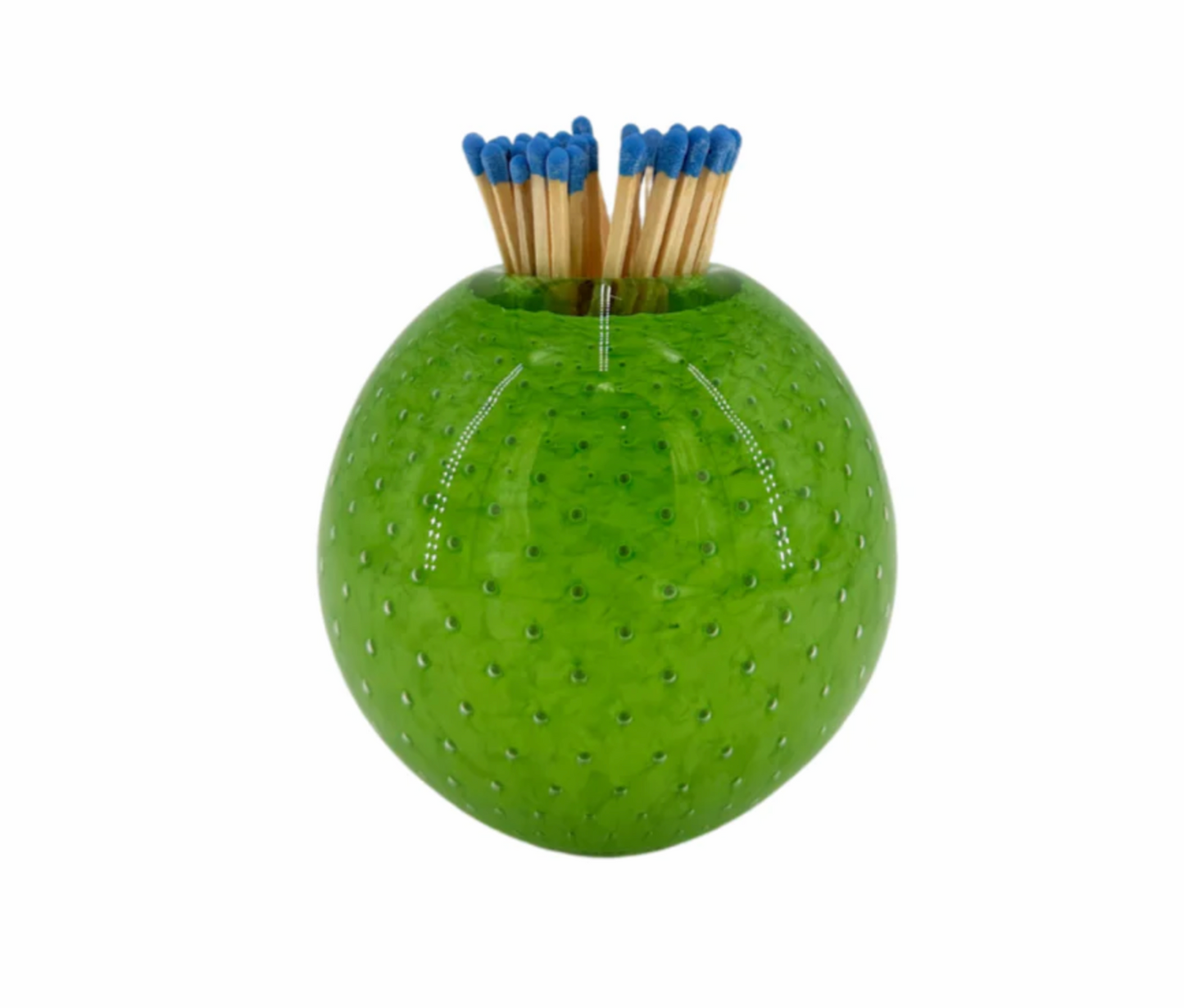 HANDBLOWN GLASS MATCH STRIKER WITH MATCHES
