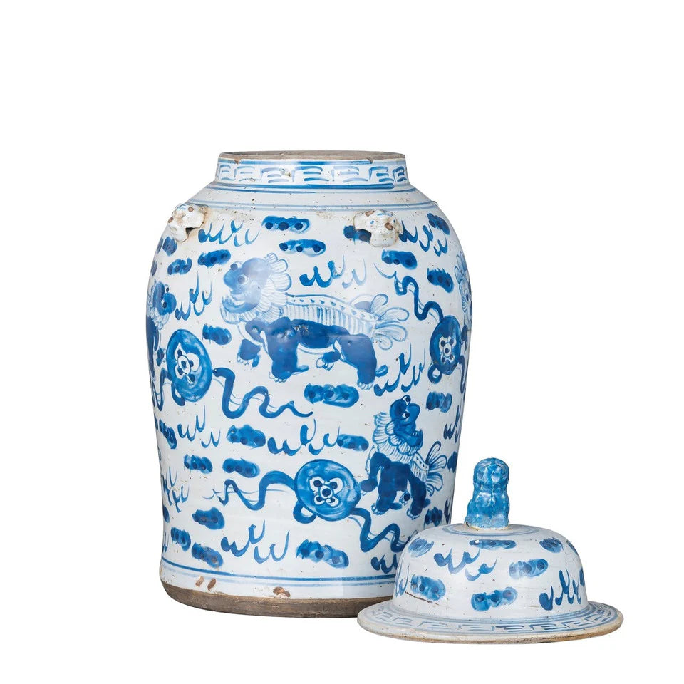 VINTAGE TEMPLE JAR LION MOTIF