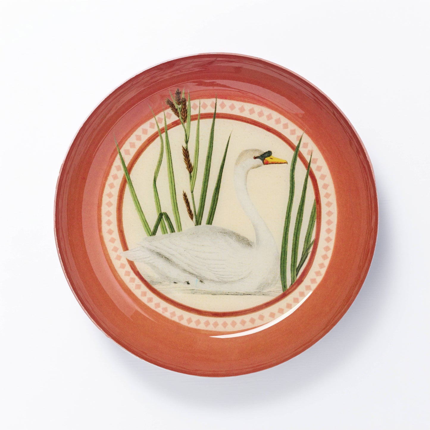 ROUND ENAMEL TRAY- SWAN