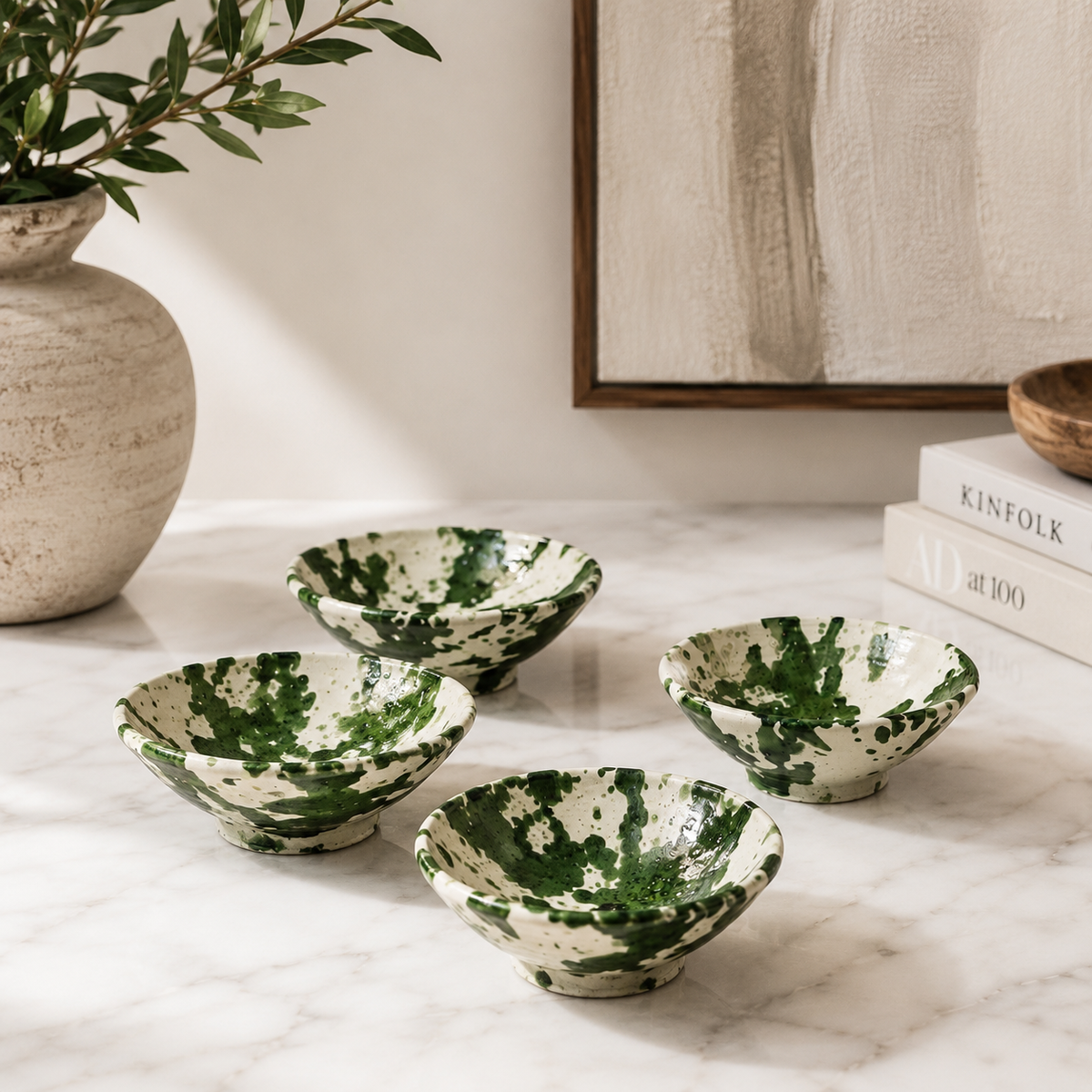 HANDMADE GREEN SPLATTER BOWL