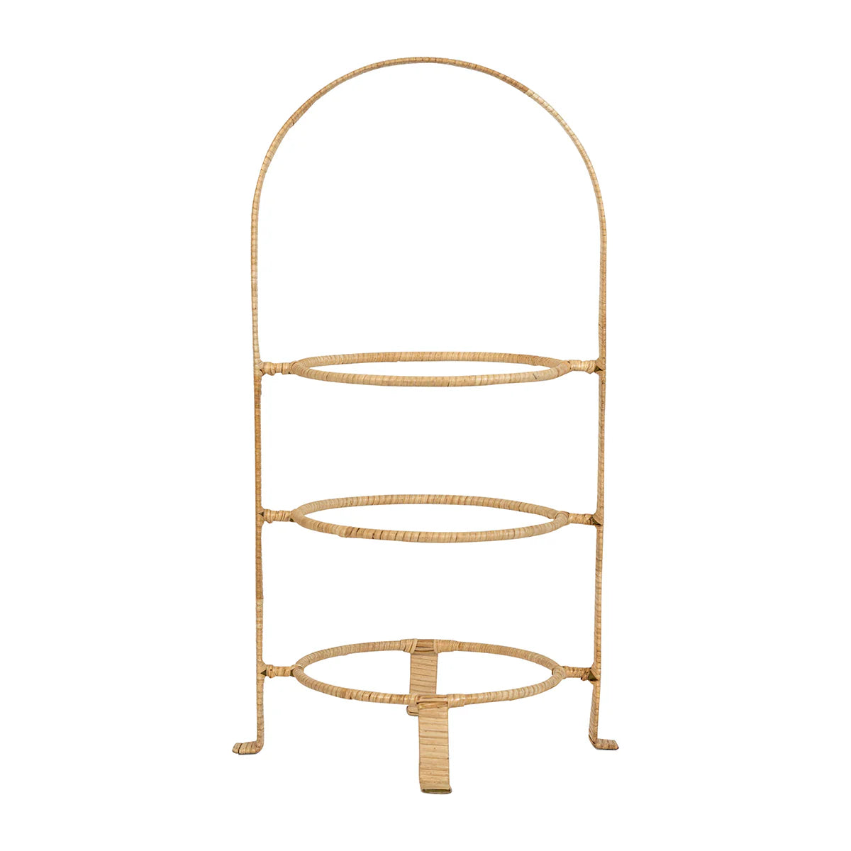 PROVENCE RATTAN TRIPE TIERED SERVER WHITEWASH