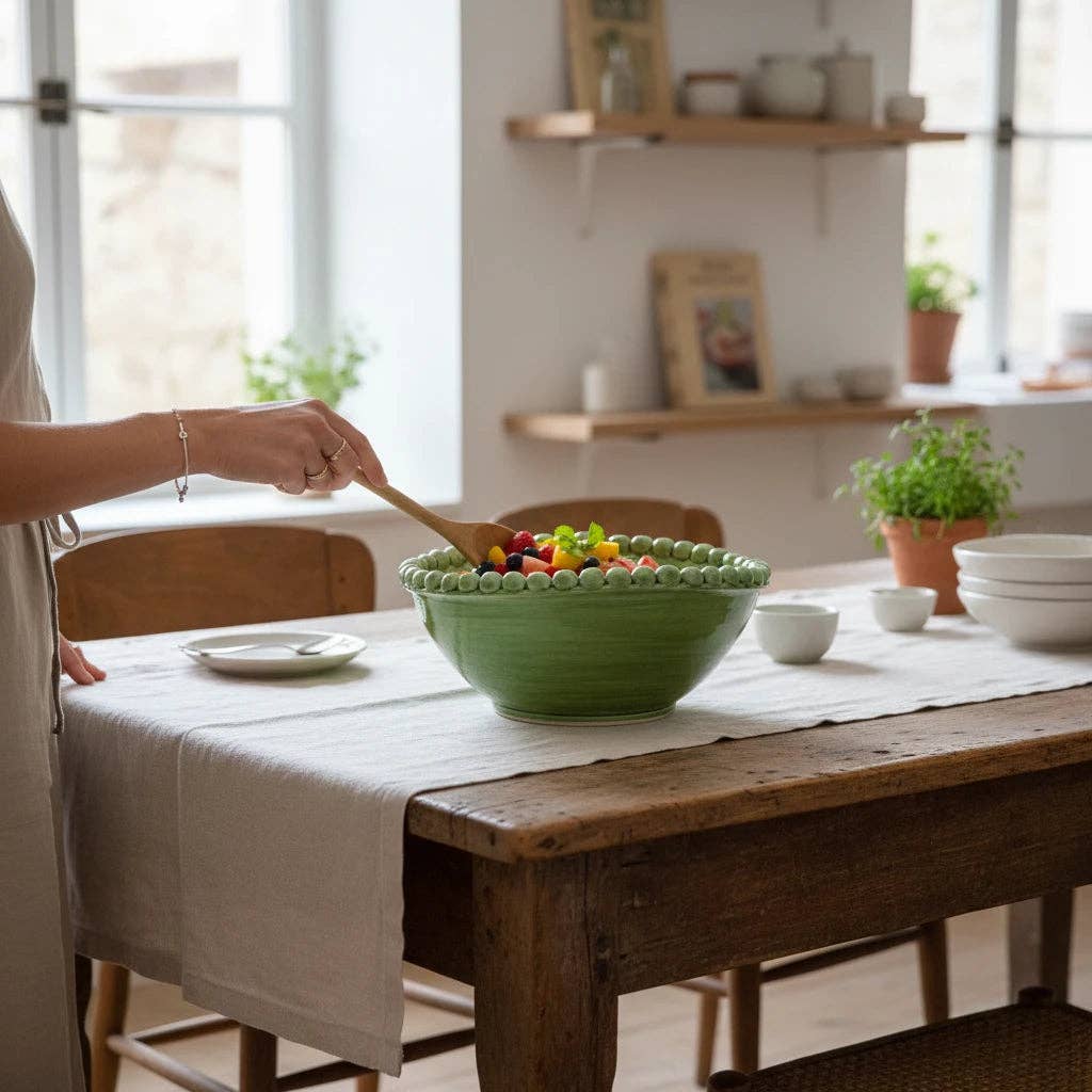 HANDMADE GREEN CERAMIC BOWL
