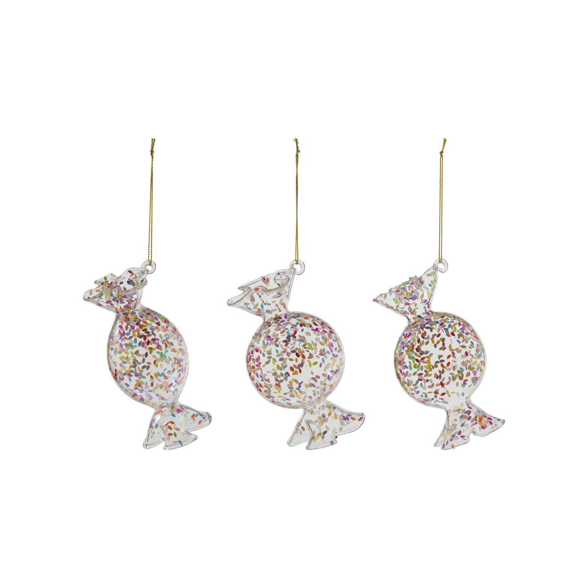 GLASS CANDY ORNAMENT WITH CONFETTI
