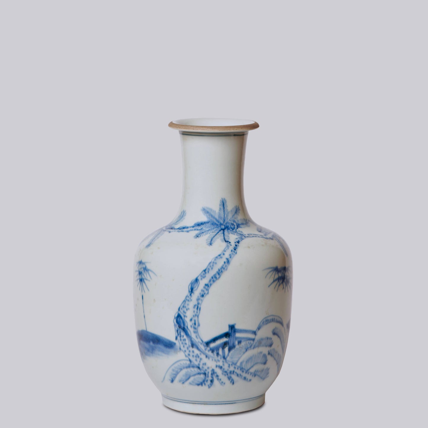BAMBOO BLUE AND WHITE PORCELAIN MALLET VASE