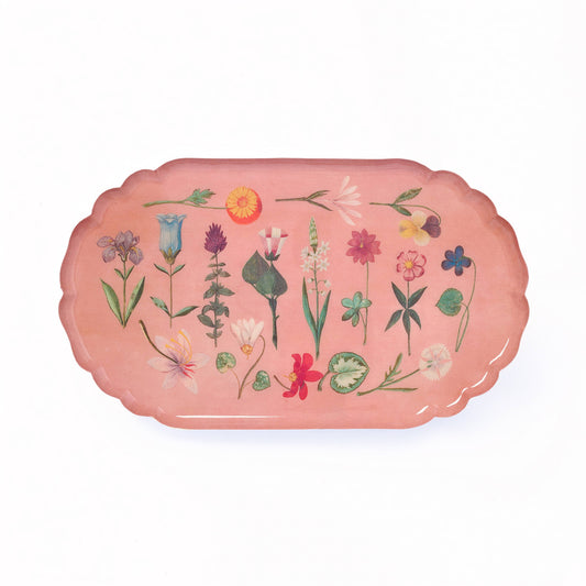 SCALLOPED ENAMEL TRAY- FLOWERS