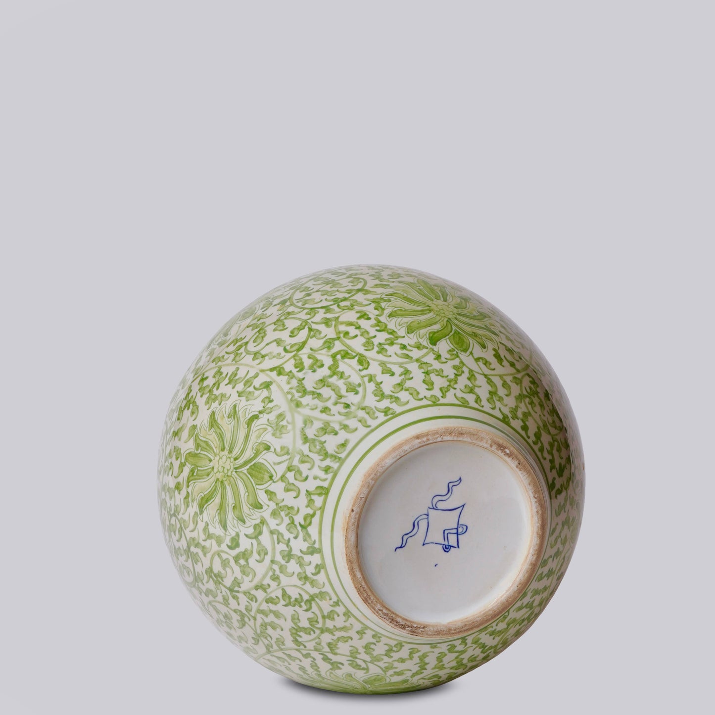 GREEN SCROLLING LOTUS VASE