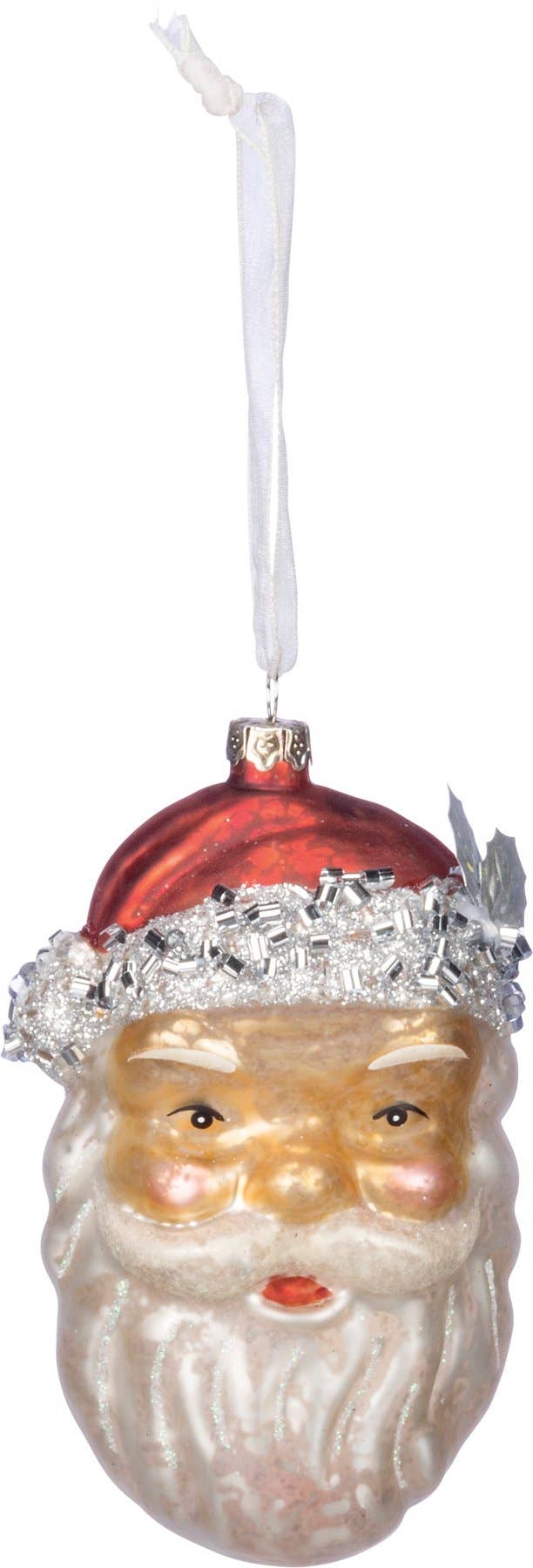 GLASS SANTA ORNAMENT