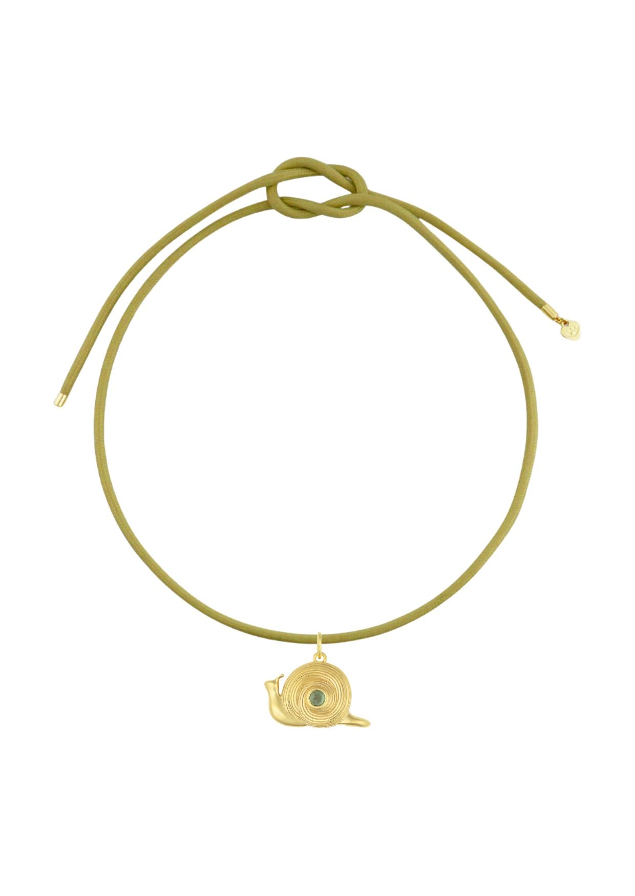PERIDOT SNAIL CHARM CORD NECKLACE