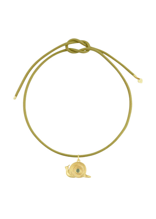 PERIDOT SNAIL CHARM CORD NECKLACE