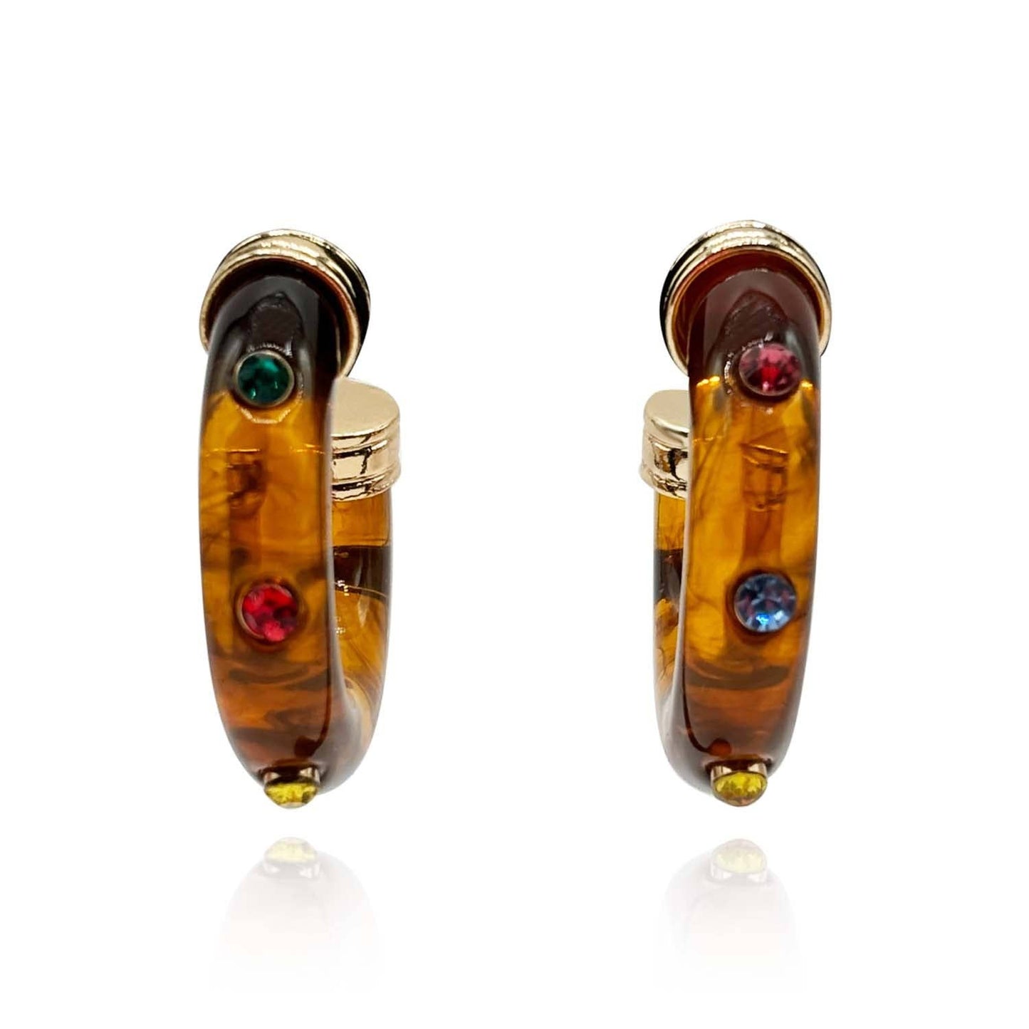 STUDDED TORTOISE HOOP EARRINGS