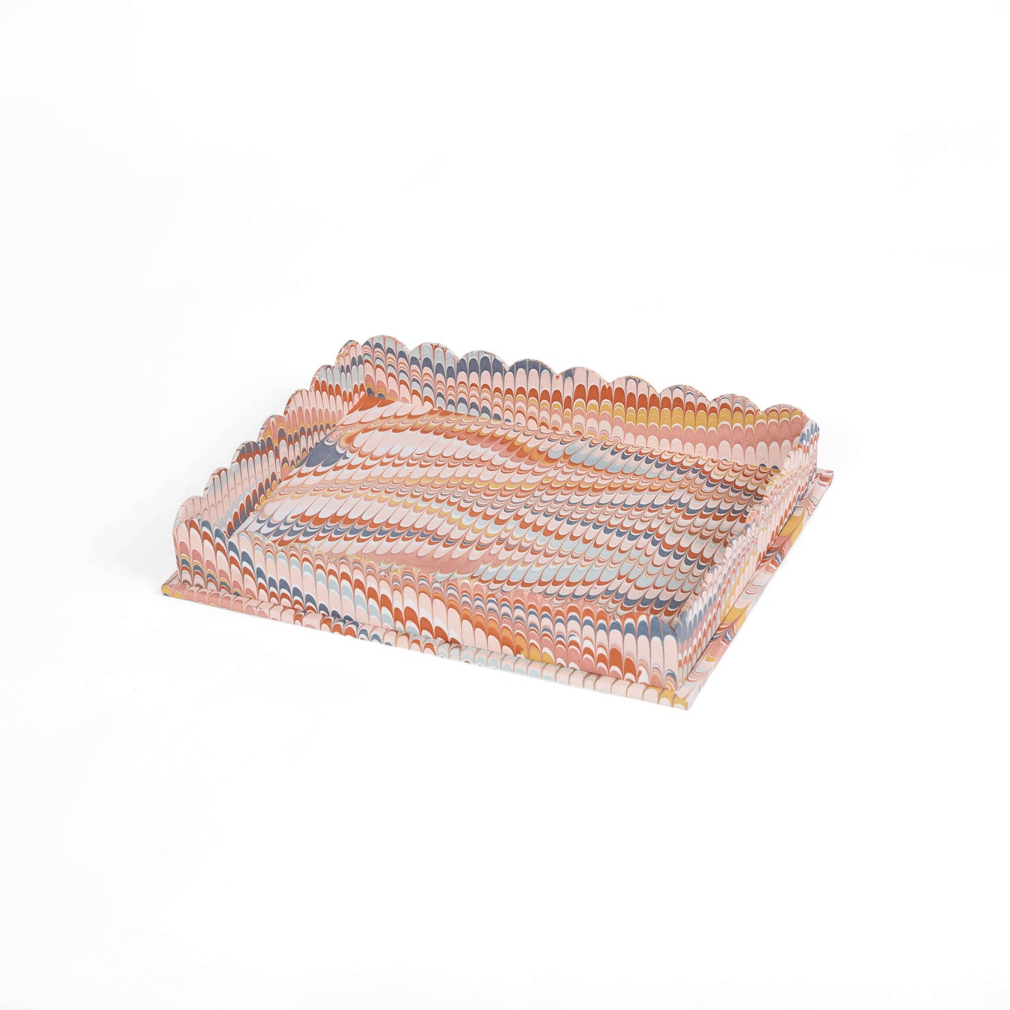 MARBLED SCALLOPED DESK TRAY SET - TWILIGHT MOUNTAIN