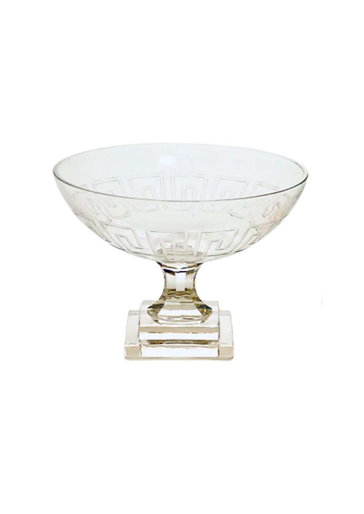 SMALL CLEAR GREEK KEY BOWL