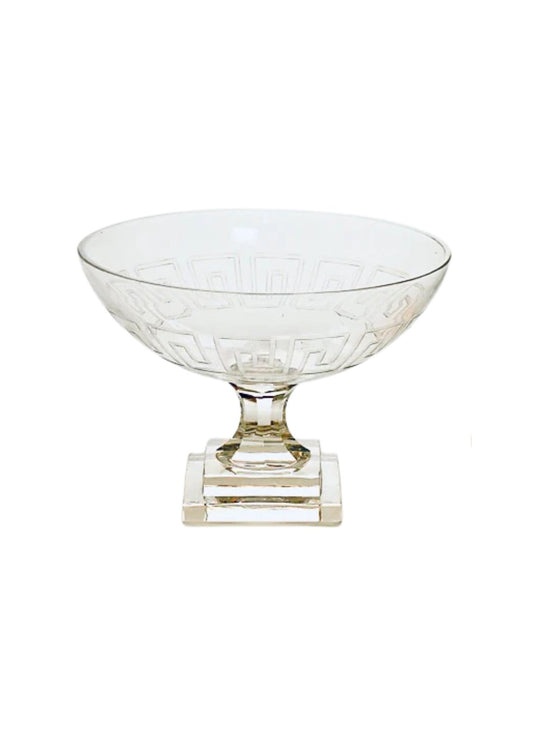 SMALL CLEAR GREEK KEY BOWL