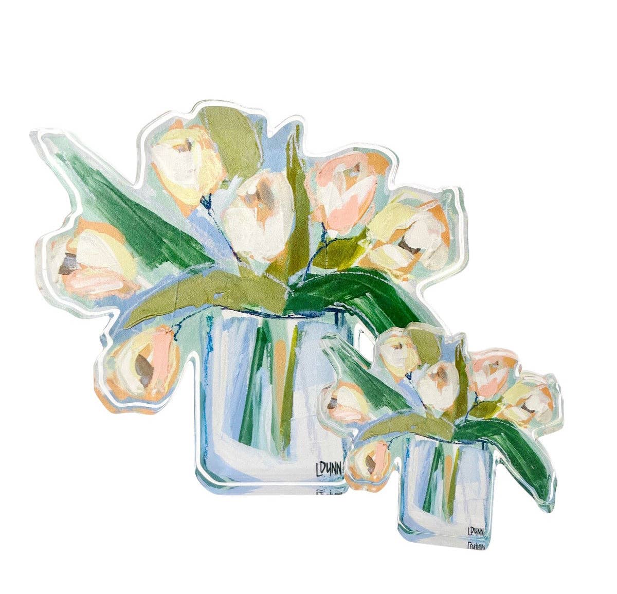 WHITE TULIPS ACRYLIC BLOOM BLOCK LARGE