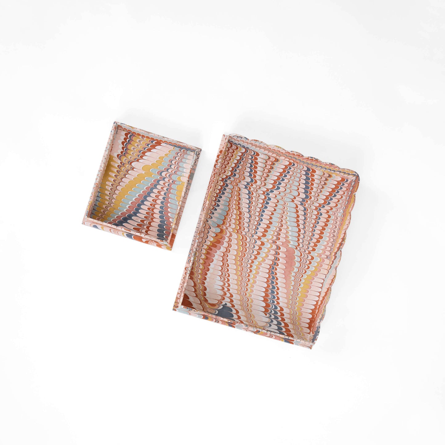 MARBLED SCALLOPED DESK TRAY SET - TWILIGHT MOUNTAIN