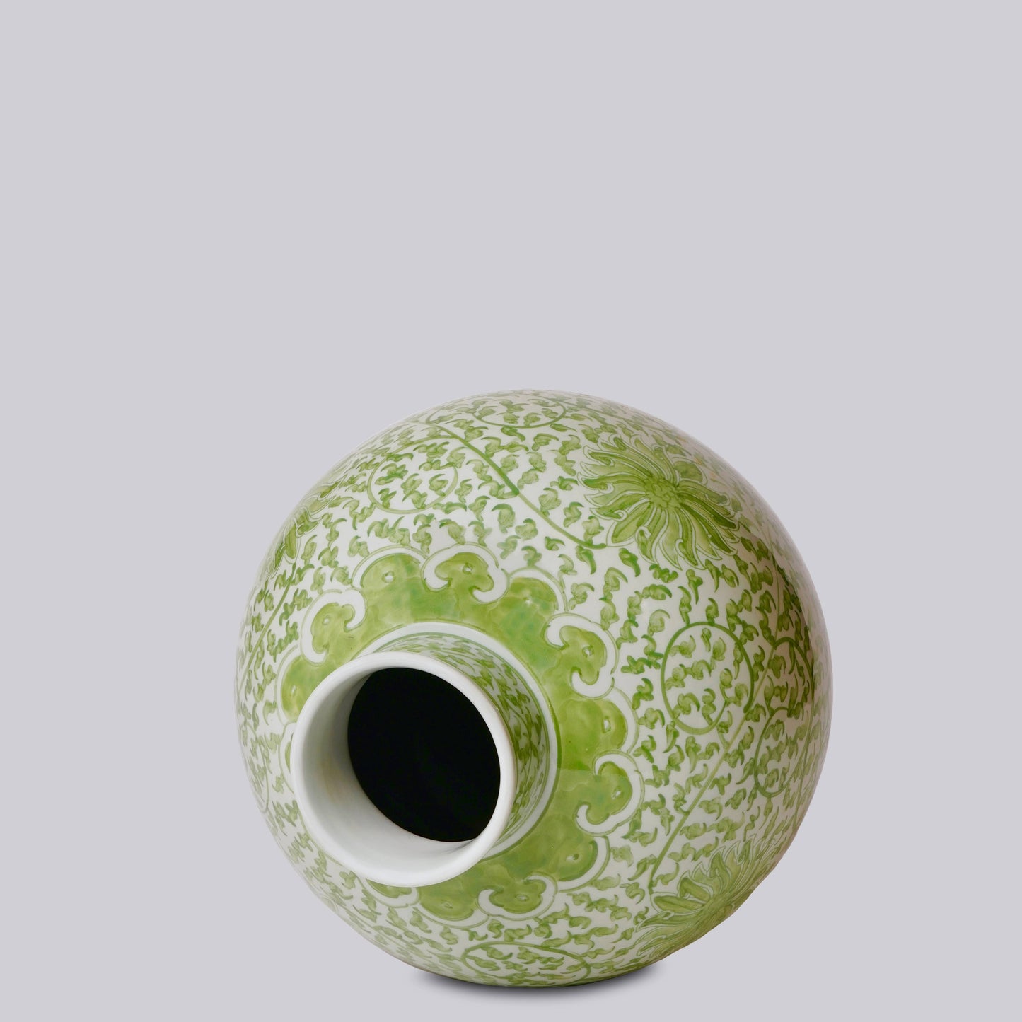 GREEN SCROLLING LOTUS VASE