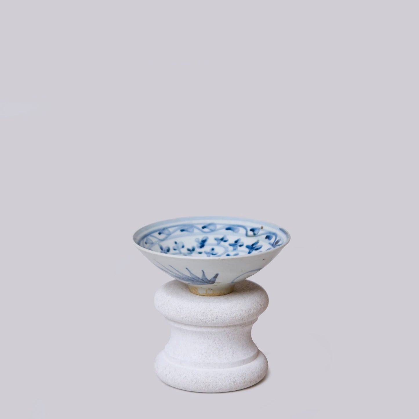 SMALL BLUE AND WHITE PORCELAIN CHARACTER CONICAL BOWL
