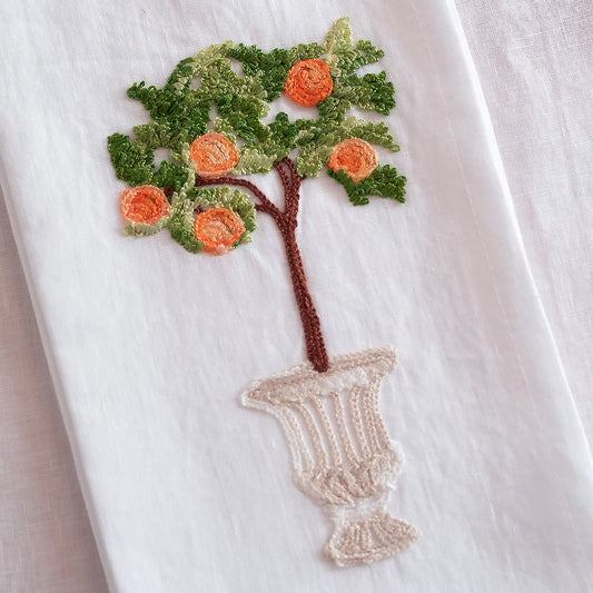BUSATTI KITCHEN TOWEL - POMELO - EMBROIDERED