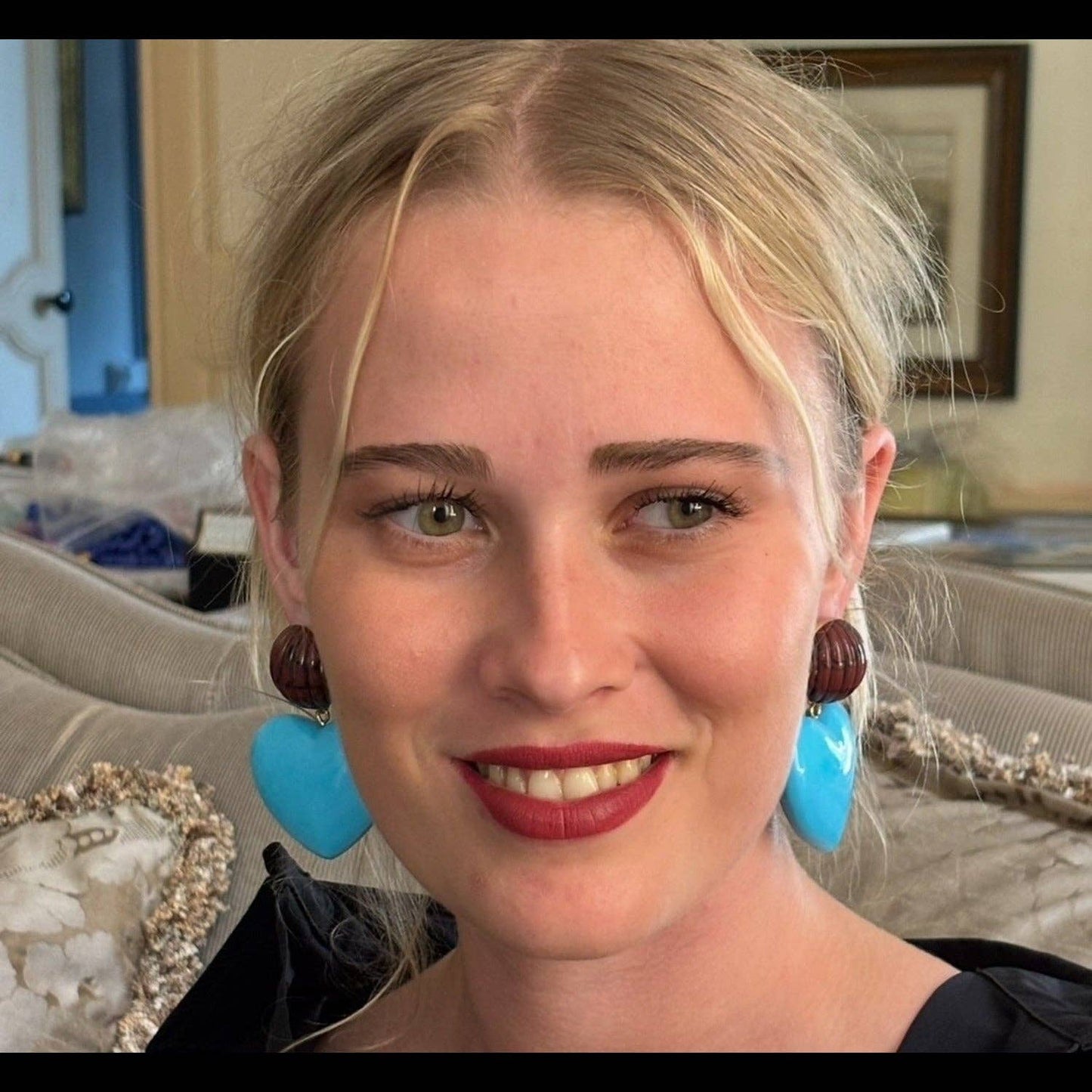 TURQUOISE HEART DROP EARRINGS