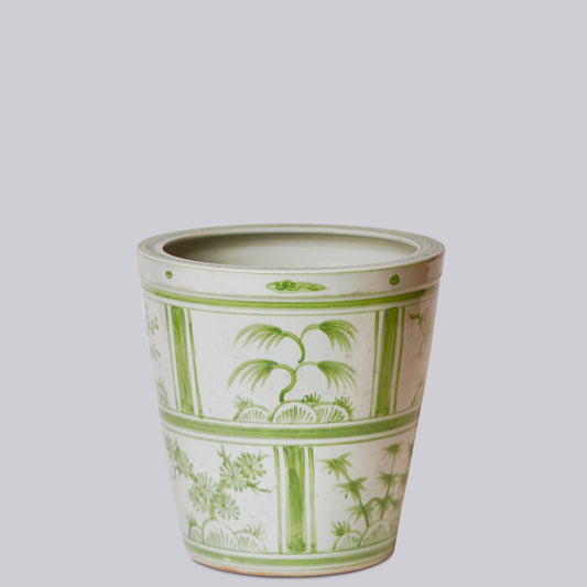 GREEN AND WHITE PORCELAIN THREE FRIENDS TILES PLANTER