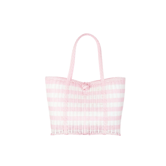SMALL PAPER STRIPE IN BABY PINK TOTE