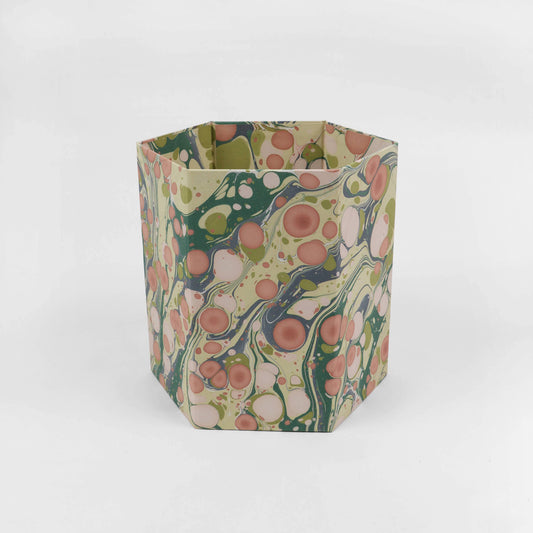 MARBLED HEXAGON COLLAPSIBLE BASKET - MOSS BUBBLE