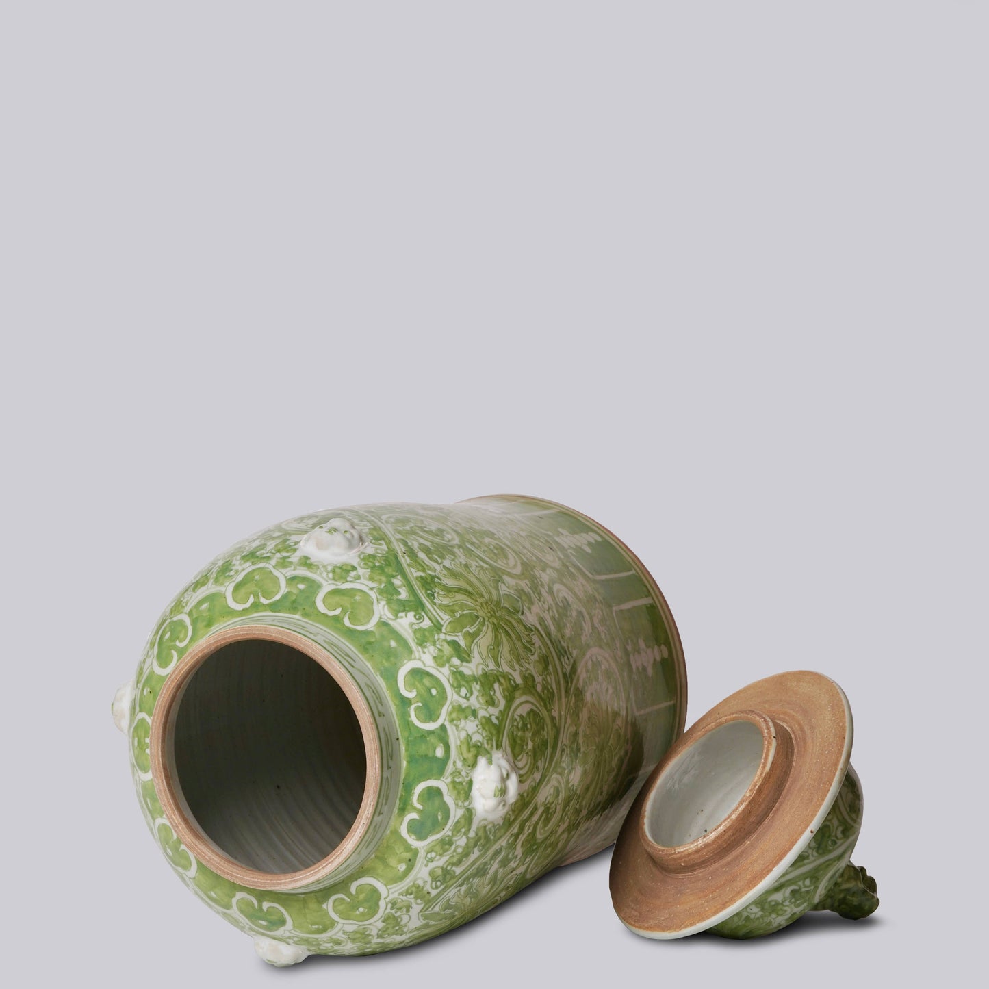 GREEN AND WHITE LOTUS TEMPLE JAR