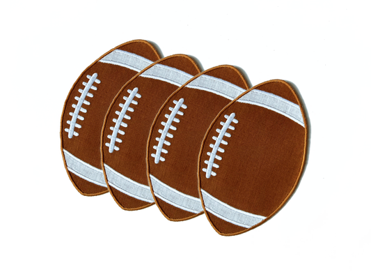 Football Linen Cocktail Napkins - Set of 4