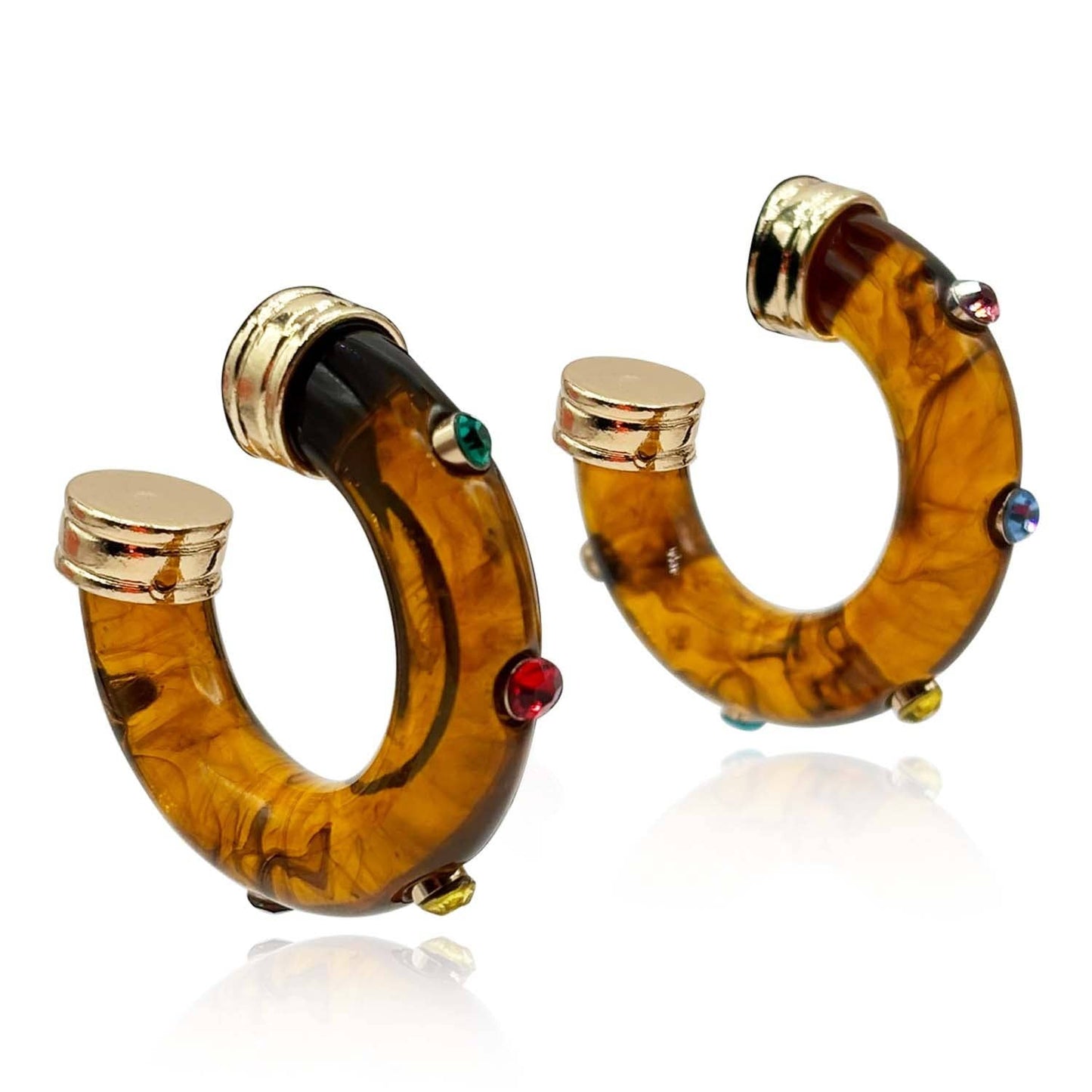 STUDDED TORTOISE HOOP EARRINGS