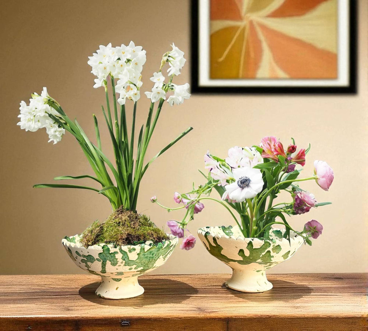 GREEN SPLATTER HANDMADE MOROCCAN PLANTER