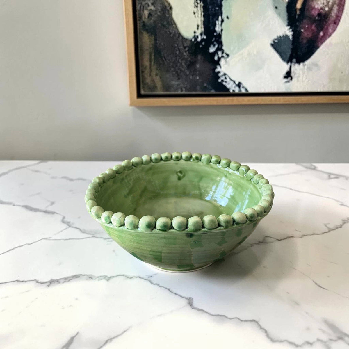 HANDMADE GREEN CERAMIC BOWL