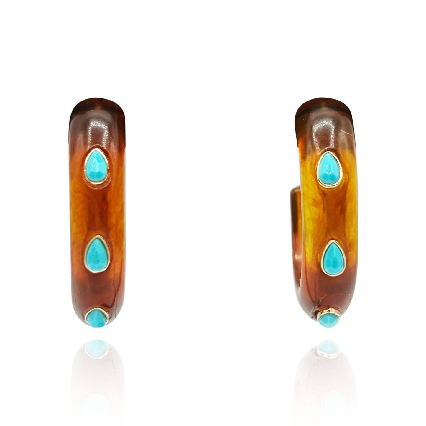 TURQUOISE STUDDED TORTOISE EARRINGS