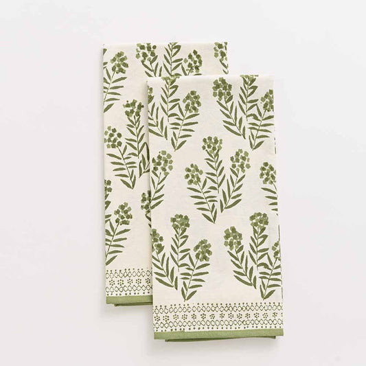 PHLOX GREEN TEA TOWELS SET OF 2