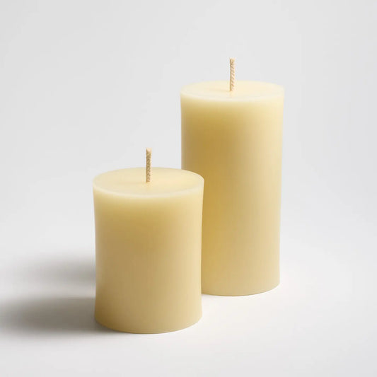 TRADITIONAL PILLAR BEESWAX CANDLE 3x4 CREAM