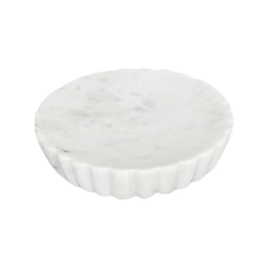 WHITE MARBLE SOAP DISH WITH GROOVING