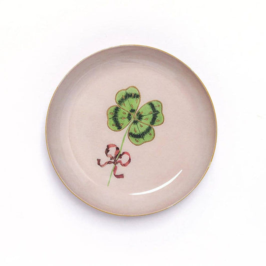 ROUND ENAMEL TRAY- CLOVER